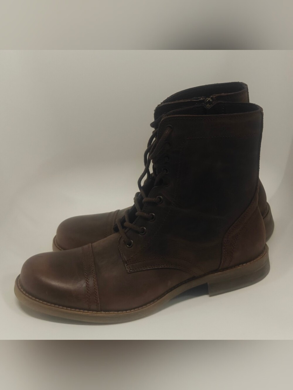 Steve Madden Men's Dark Brown Leather Lace-Up Boots